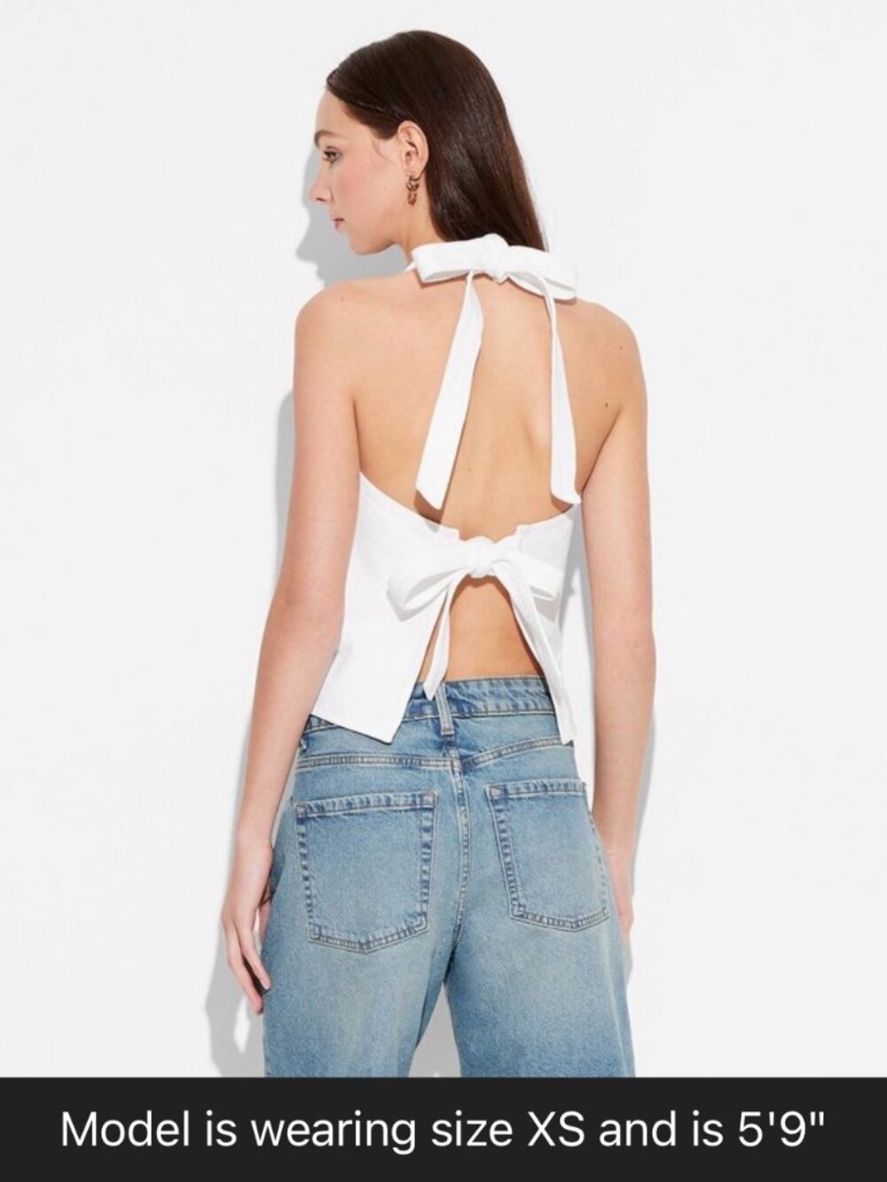White Denim Halter Tie Top | Backless | XXS | Target
